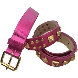 Matthew Williamson x H&M Metallic Fuchsia Leather Belt with Gold Studs